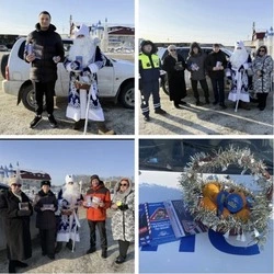 Долинская Госавтоинспекция совместно с заинтересованными лицами провела поздравительную акцию