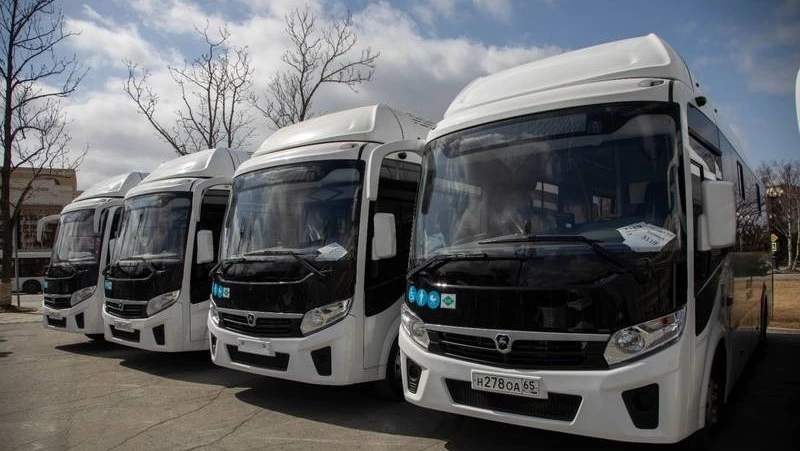 Для Долинского района приобрели современные автобусы, работающие на голубом топливе