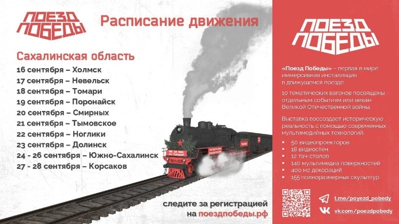 Уникальный музей «Поезд Победы» посетит Долинск